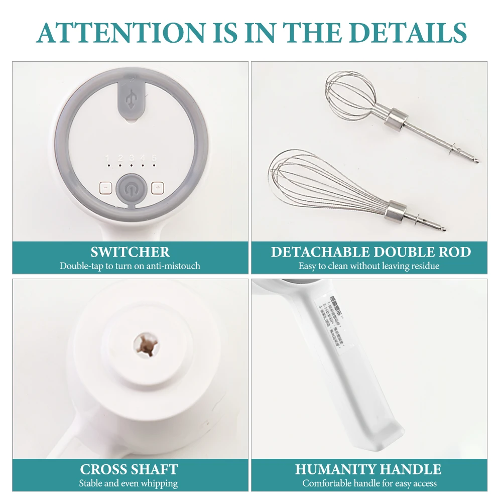 

2021 New Wireless Portable Electric Milk Frother Food Mixer Hand Blender 5 Speeds High Power Kitchen Drink Whisk Mixer Stirrer