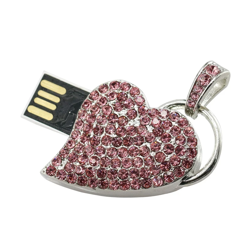 Usb флеш накопитель в форме сердца с кристаллами 4 ГБ 16 32 64 ГБ|usb drive|flash driveusb flash drive |