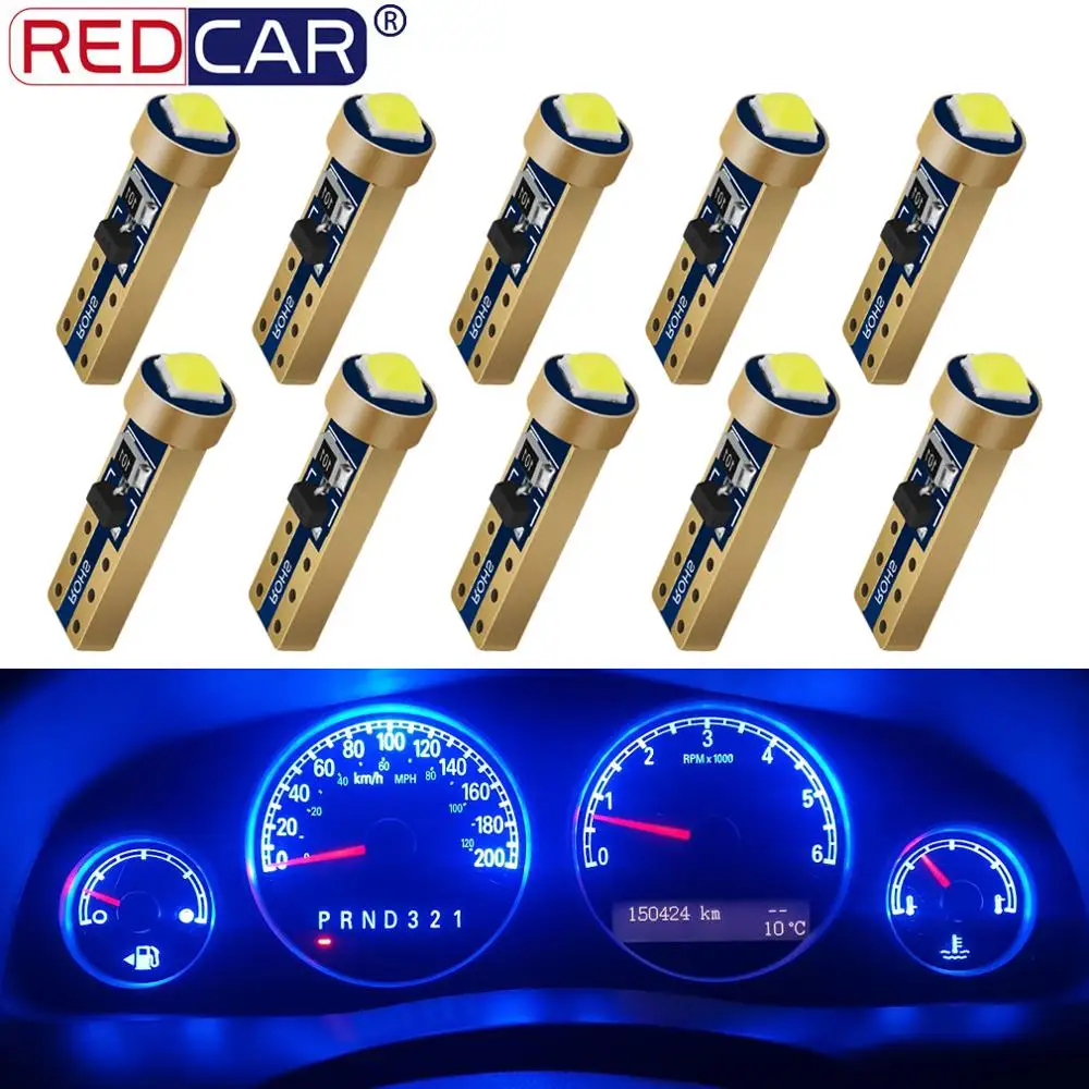 

10 шт., светодиодные лампы T5 W3W W1.2W, супер яркие чипы 3030, индикатор обогрева салона автомобиля, приборной панели, 12 В постоянного тока