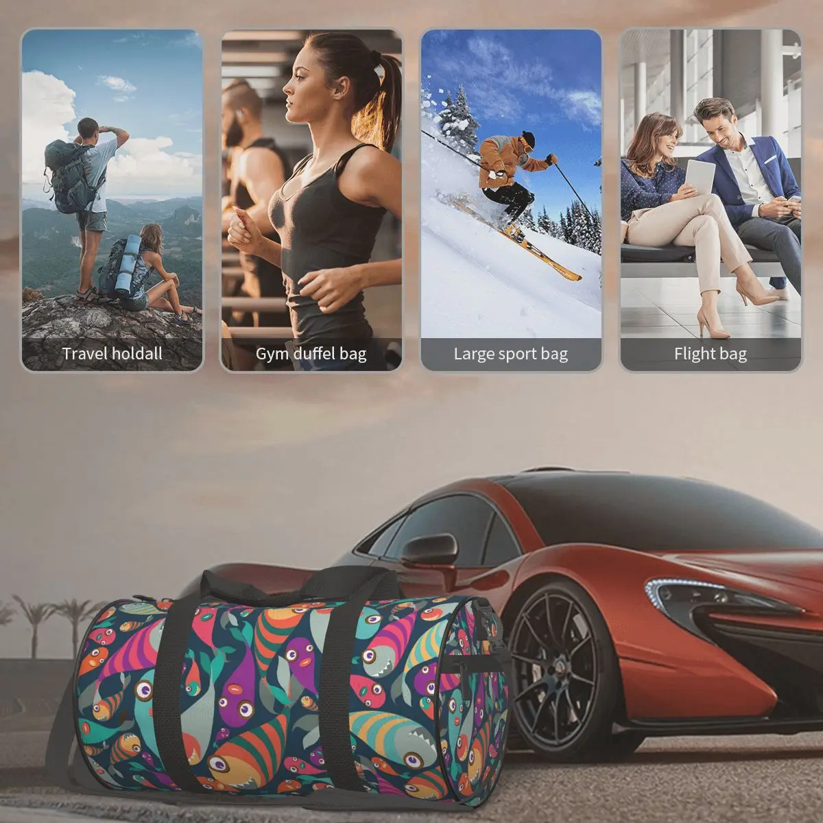 

Travel Bag Large Capacity Luggage Duffle Bag Collection Of Tropical Fish Leisure Handbag Shoulder Bag Overnight Weekend Bag