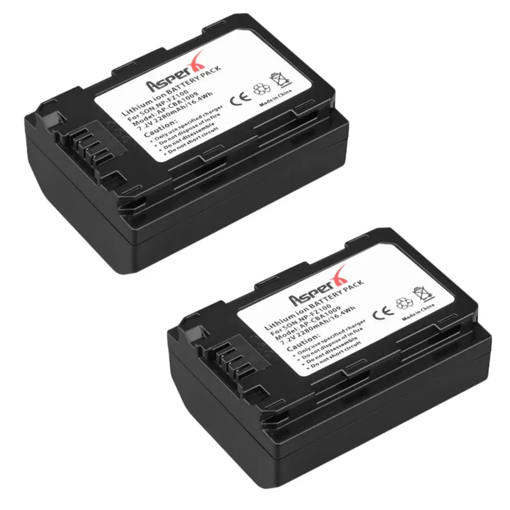 

AsperX 2PC 2280mAh NP-FZ100 NPFZ100 NP FZ100 аккумулятор литий-ионный аккумулятор для sony a7 iii ii a7iii a7ii BC-QZ1 a9 a7R III