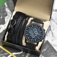men watches bracelet set top brand mens large dial quartz watch fashion sport back light waterproof wirstwatch woven bracelets