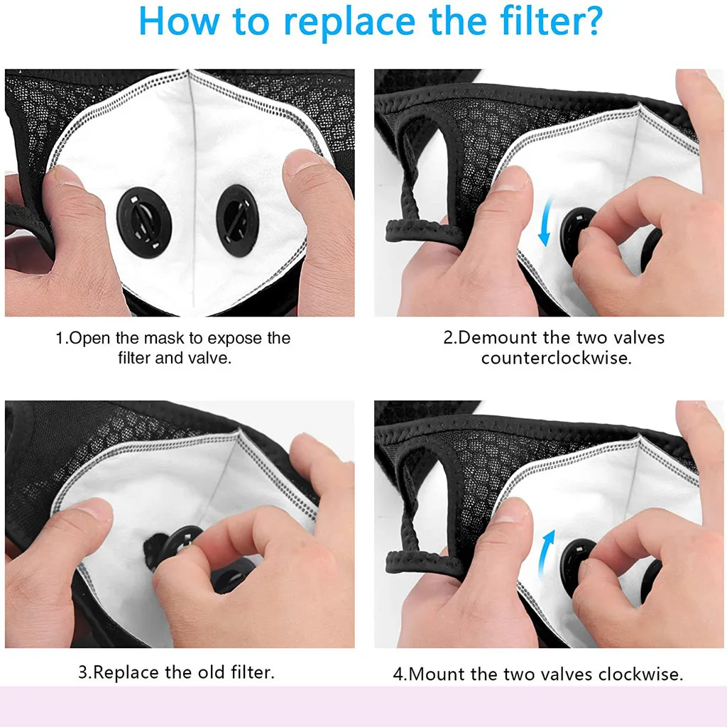 Комплект из 3 предметов Спортивная велосипедная маска для лица с 6 дыхательные