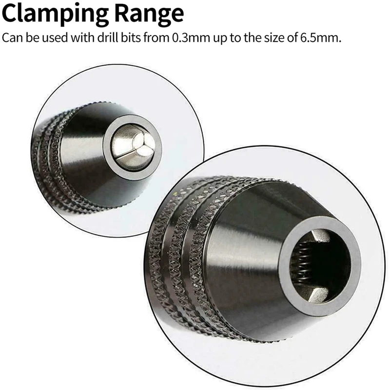 

4 Pieces Keyless Drill Chuck, 1/4 Inch Hex and Round Shanks Small Drill Chuck Change Adapter