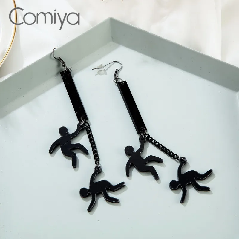 Comiya длинные серьги капли для женщин Акриловые звенья фигурка кулон цинковый