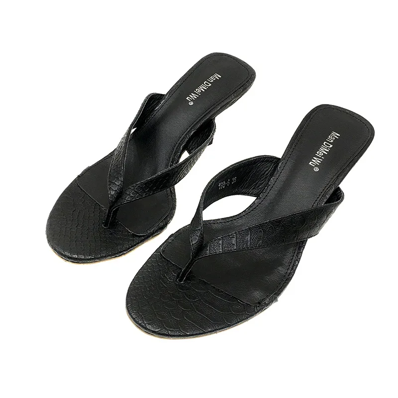 

New Arrival Women's Shoes for 2021 Summer Outdoor Sandal Slip on Flip Flop Ladies Thin High Heels Slides Elegant Women Shoes