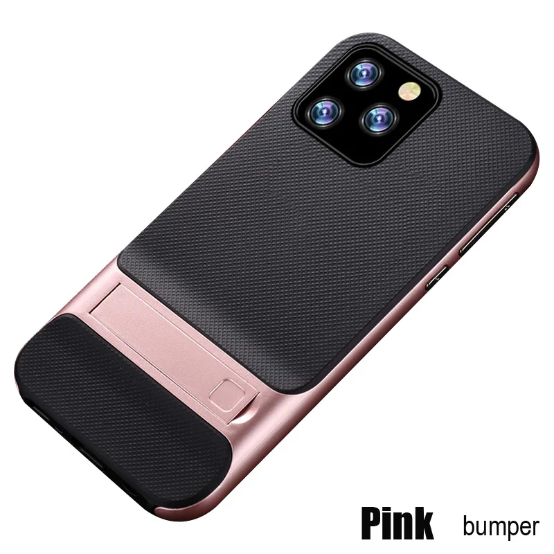 Для iPhone 11 Pro Max чехол s противоударный Прочный Гибридный чехол-подставка для Apple iPhone XR X Xs 6 6s s 7 8+ Plus Полный чехол для телефона - Цвет: Pink bumper