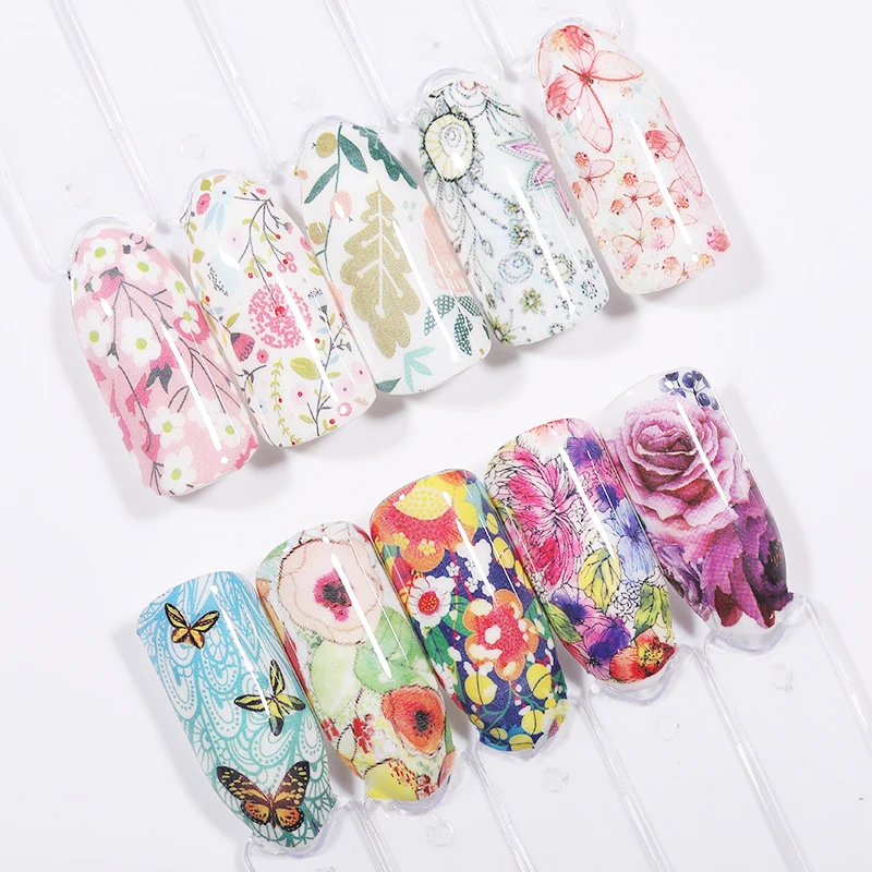 1 Набор красочных наклеек для дизайна ногтей цветок животные водные переводные