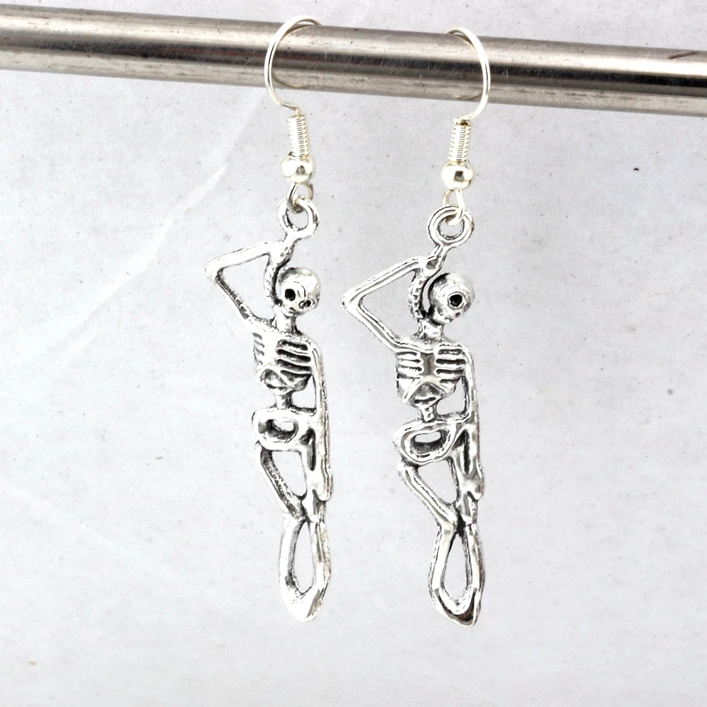 Винтажные серьги-подвески в виде черепа со скелетом 20 пар | Украшения и