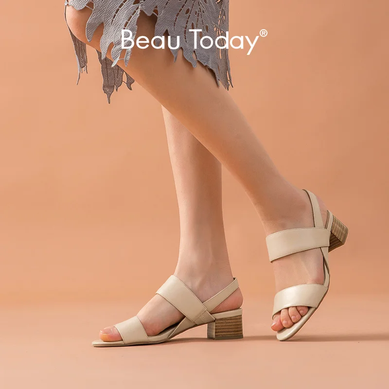 Босоножки BeauToday женские из телячьей кожи натуральная кожа эластичный ремешок
