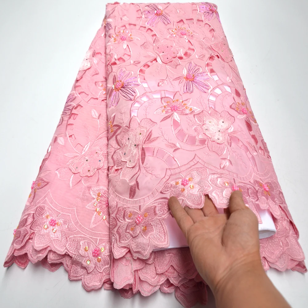 

Gorgeous African Flocking Handcut Organza Lace Mix French Velvet Fabric with Beads Sequin Inspired Wear For Occasions Celebrants