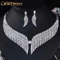cwwzircons shiny marquise cut cubic zirconia big statement women wedding party necklace earrings jewelry sets for brides t459