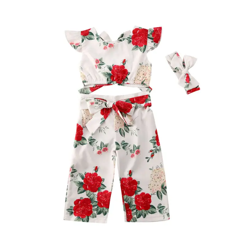 От 1 до 6 лет одежда для малышей детский девочек в цветочек короткий рукав с бантом