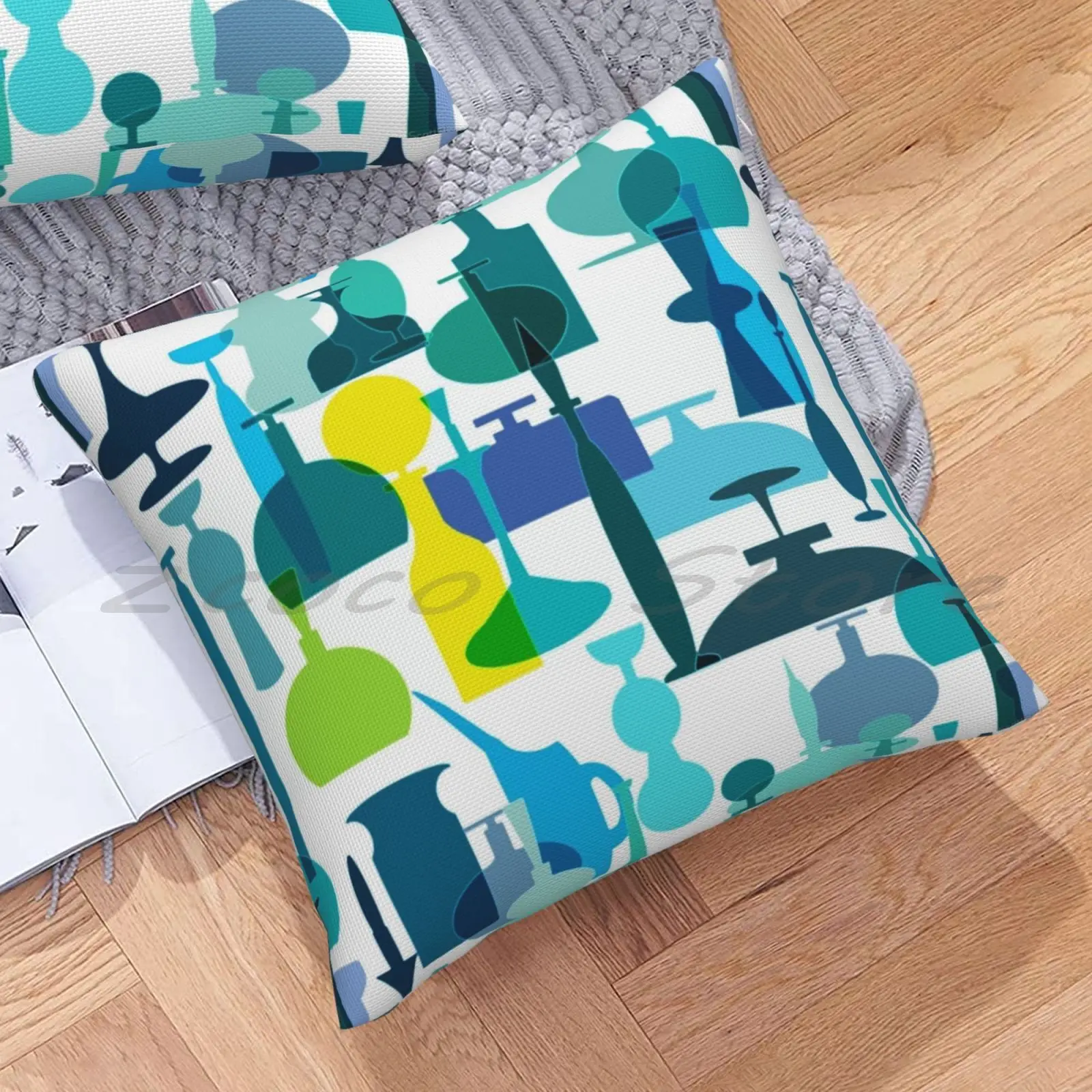 Наволочка из льняной плюшевой ткани среднего века с современным стеклянным