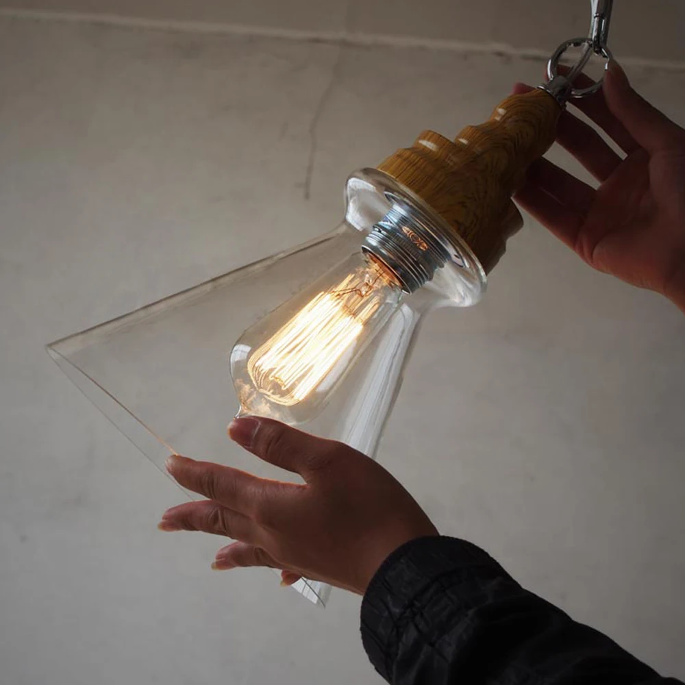 

Mini Clear Glass Shade Pendant Lights Industrial Lighting Fixture Kitchen Island Bar Hotel Shop Antique LED Pendant Ceiling Lamp