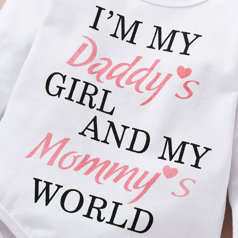 

Newborn Infant Baby Girls Clothes Letter Printed Long Sleeve Bodysuit+ Floral Pants + Headband Toddler 3Pcs Outfits Clothing Set