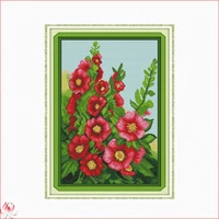 malvie flower pattern on the table chinese cross stitch kit 14ct 11ct printed fabric embroidery kit diy handmade needlework gift