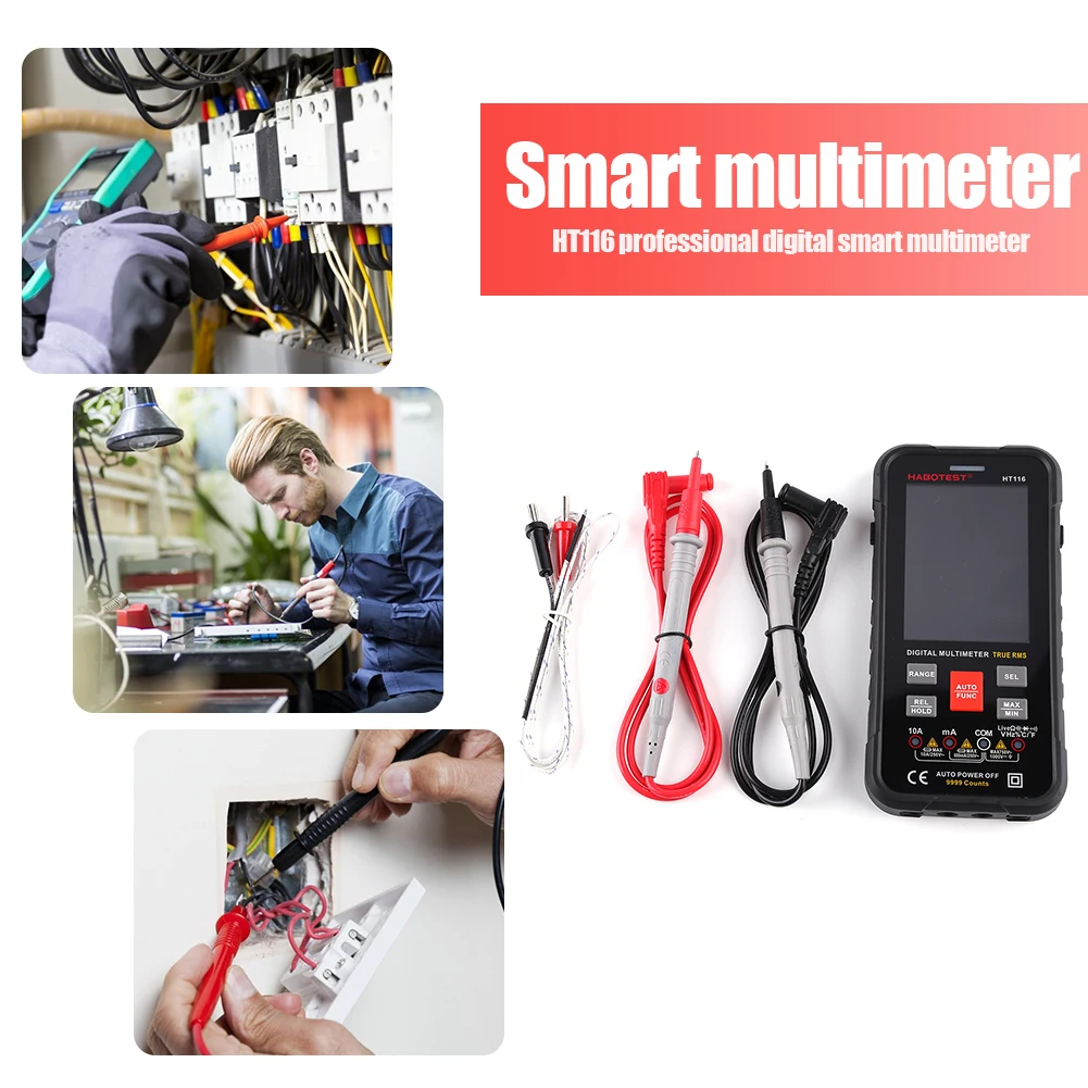 HT116 Auto Range 1000V 10A True RMS Digital Smart Multimeter AC DC Tester Volt Voltmeter Ammeter Ohm Voltage Current Meter | Инструменты