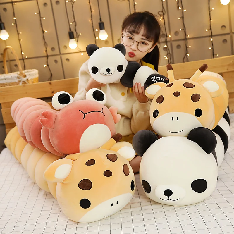 

70~130cm Long Rectangle Panda Plush Toy Stuffed Animal Giraffe Crab Stuffed Throw Pillow Super Soft Bed Cushion for Girl boy