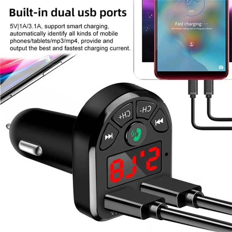 FM-трансмиттер автомобильный с поддержкой Bluetooth 5 0 и 2 USB-портами | Автомобили