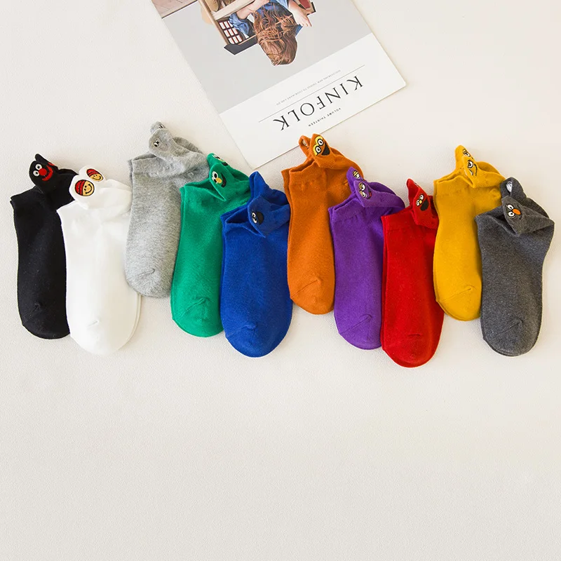 5 пар/упак. хлопковые носки женские Харадзюку с вышитыми героями