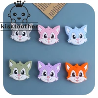 kissteether 5pcs silicone beads baby teether necklace diy making fox animal food grade bpa free rodent accessories