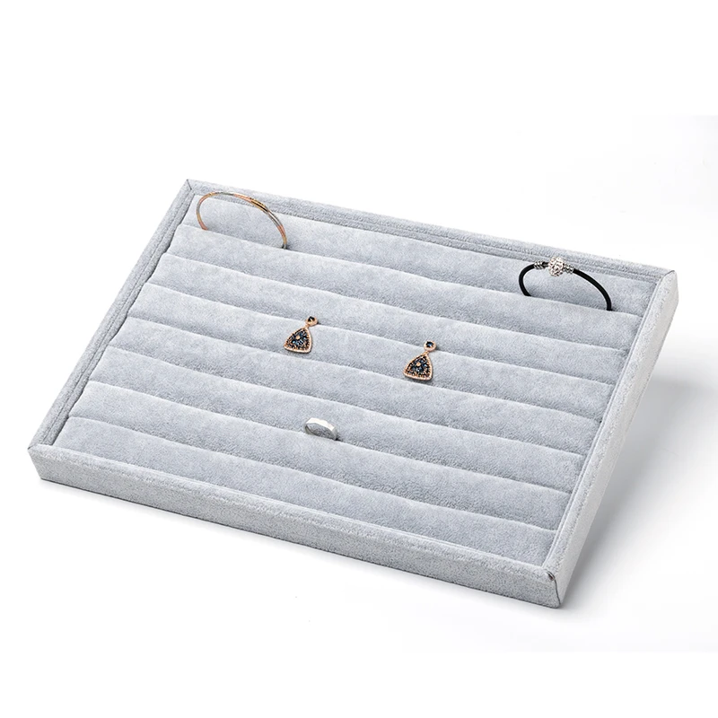High Quality Ice Gray Velet Bracelet Jewelry Display Packaging Trays For Ring Earring Storage Jewellery Organizers Multifunction