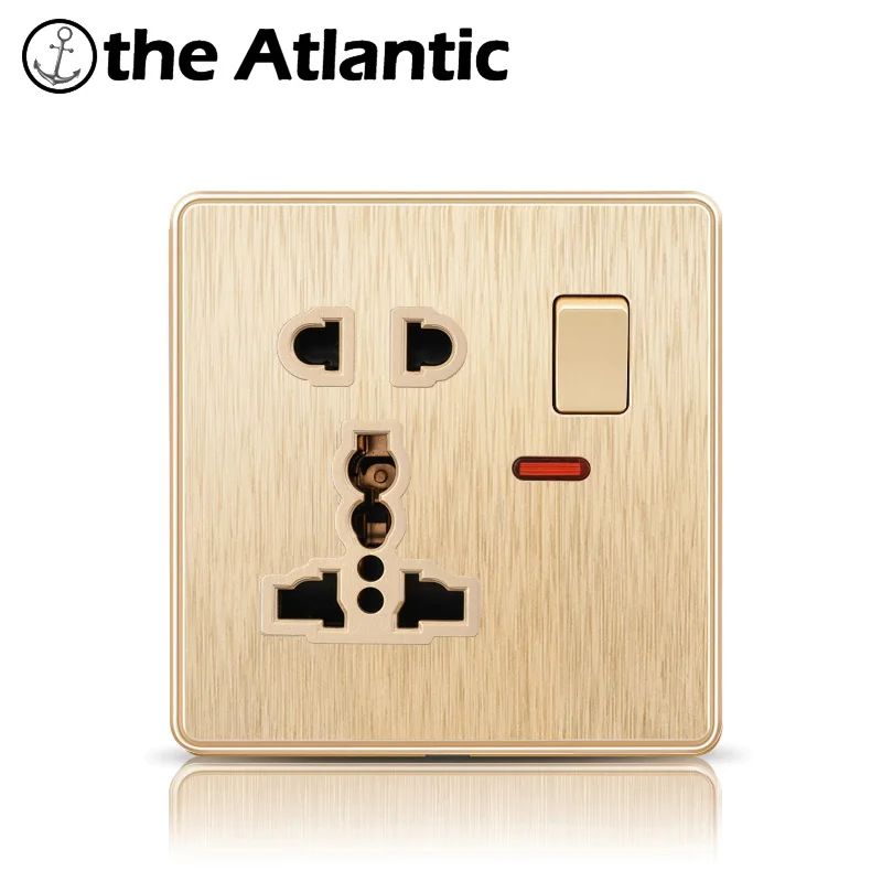 Atlectric международный стандарт 3 5 PIN розетка питания алюминиевая панель с