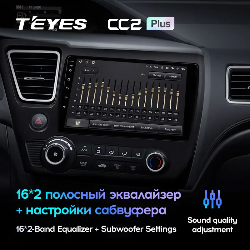 TEYES CC2L и CC2 Plus Штатная магнитола For Хонда Цивик Honda Civic 9 2013 - 2016 US EDITION Android до 8-ЯДЕР 6 +