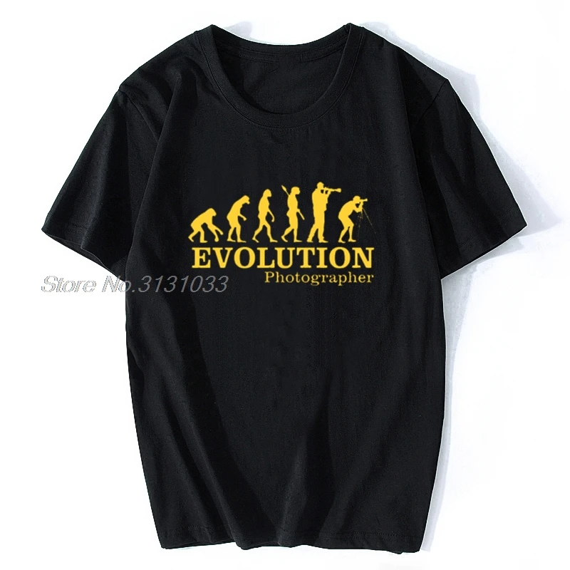 

T Shirt New Summer Photographer Evolution Men T-shirt Funny Cameraman Men Cotton Short Sleeve T Shirts Photography Tees