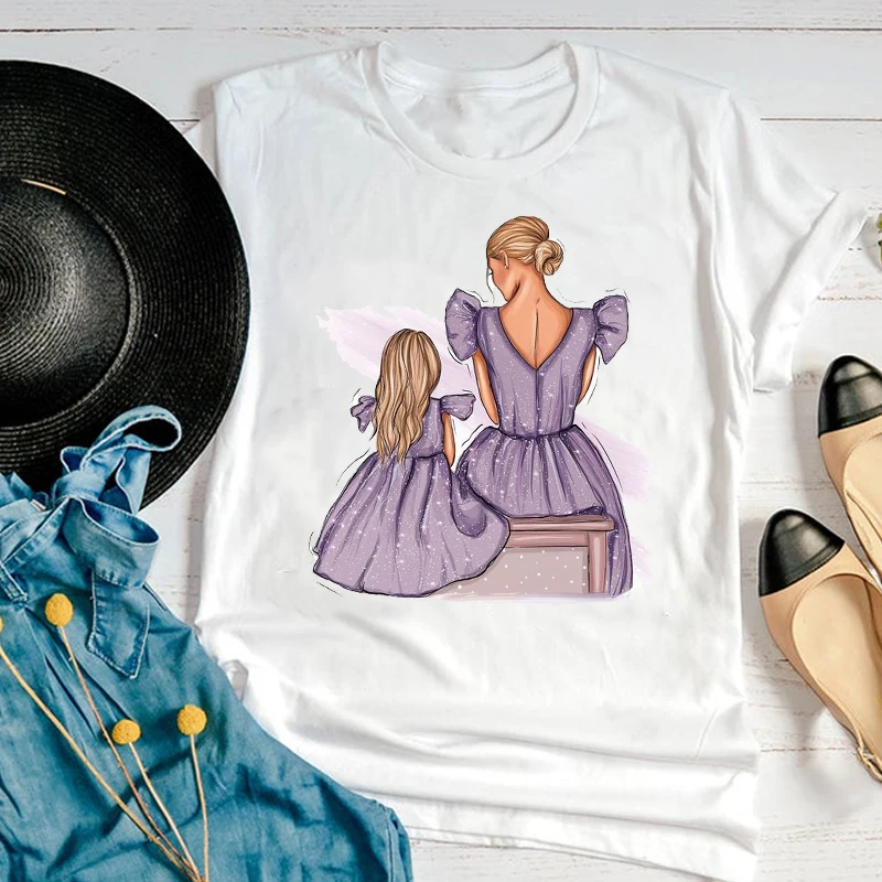 

Women Graphic Cartoon Girl Sweet Happy Mom Mother Mama Summer Ladies Fashion 90s Print Female Clothes Tops Tees Tshirt T-Shirt
