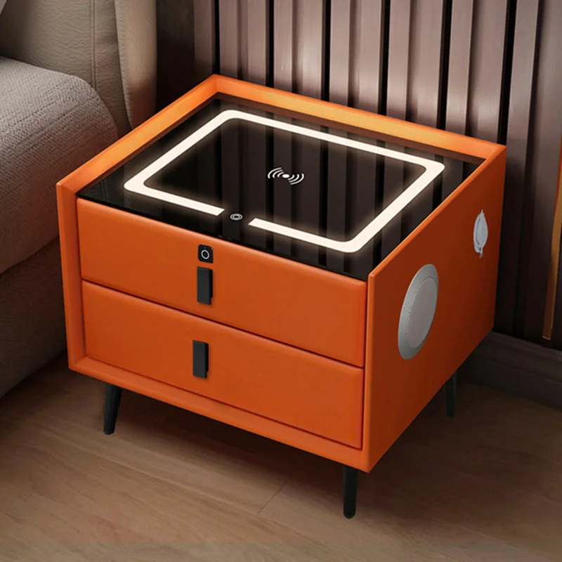 Smart Bedside Table with Wireless USB Charging Creative Multi-Functional Infrared Sensitive LED Light Hotel Night Stands | Мебель