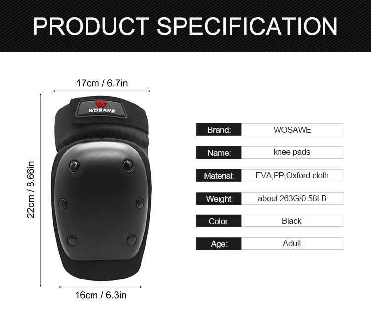 

WOSAWE Sports Kneepads Elbowpads Wrist Guard Skating skateboard Knee Guard Protective Gear