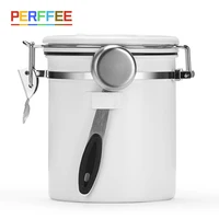 coffee canister airtight stainless steel kitchen food storage container with date tracker scoop for beans grounds tea 1 5l 1 8l