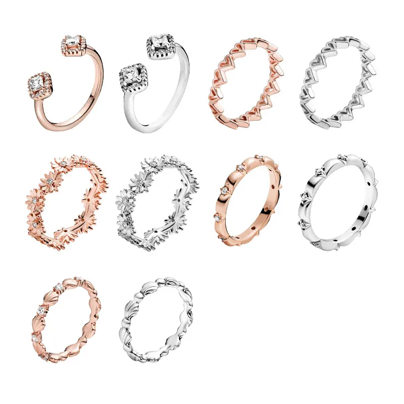 

Симпатичные кольца на палец для женщин 2021, модные розовые золотые бриллианты, серебряные циркониевые Изящные ювелирные изделия, маргаритки...