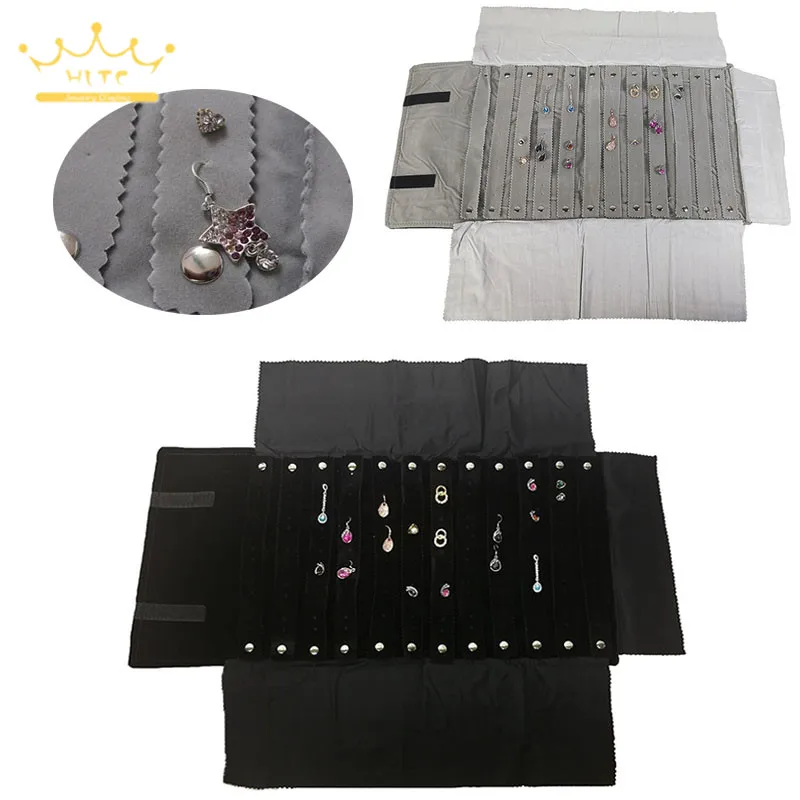 

Jewelry Roll Bag Earrings Storage Bag Ear Studs Organizer Pounch Ear Ornament Velvet Roll Bag Jewelry Display