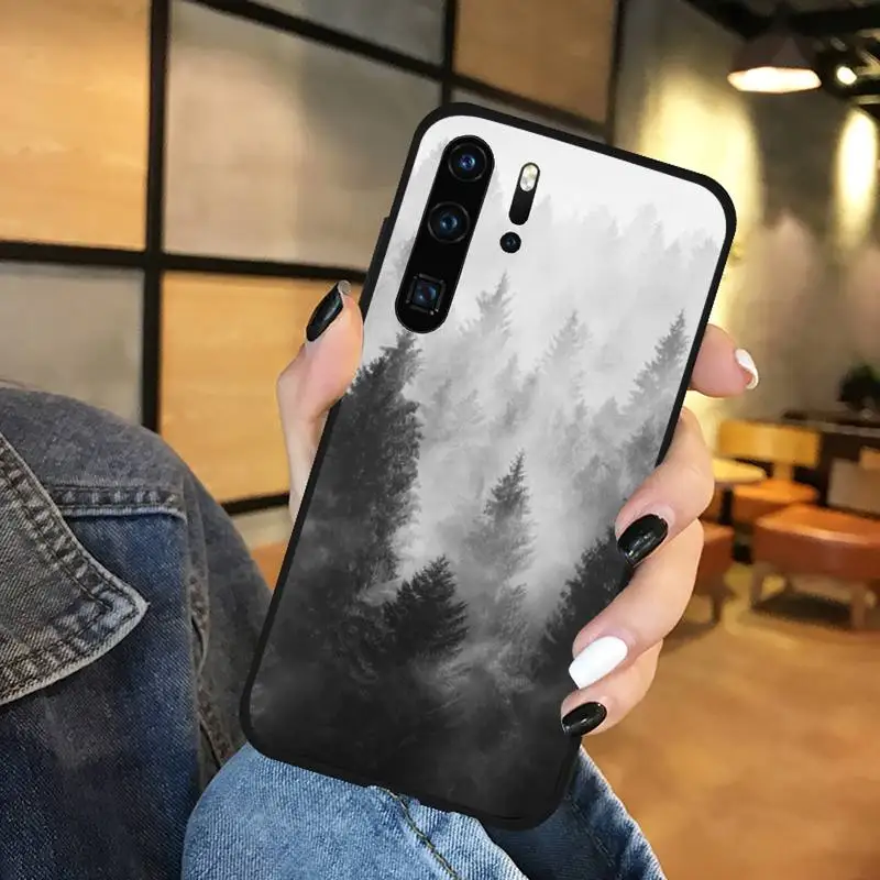 

White Mountain Pine Tree Forest MountainPhone Case Funda For Huawei P9 P10 P20 P30 Lite 2016 2017 2019 plus pro P smart