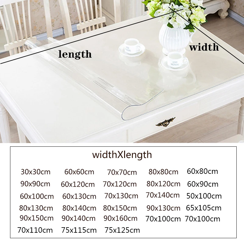 1.0mm Waterproof PVC Transparent Table Cloth Plastic Mat Pad Korean Rectangular Soft Glass for Protector Desk | Дом и сад