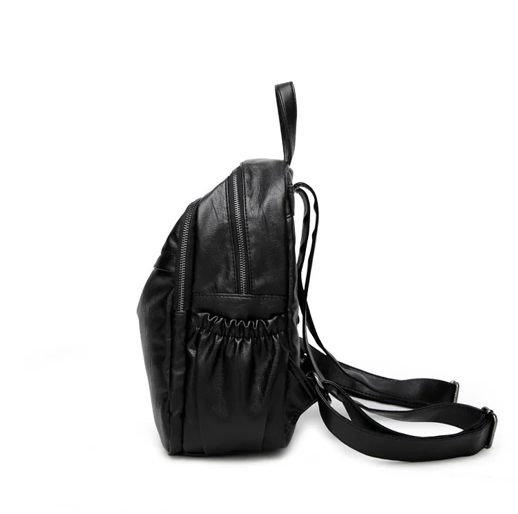 Модный корейский женский рюкзак кожаная однотонная винтажная женская школьная