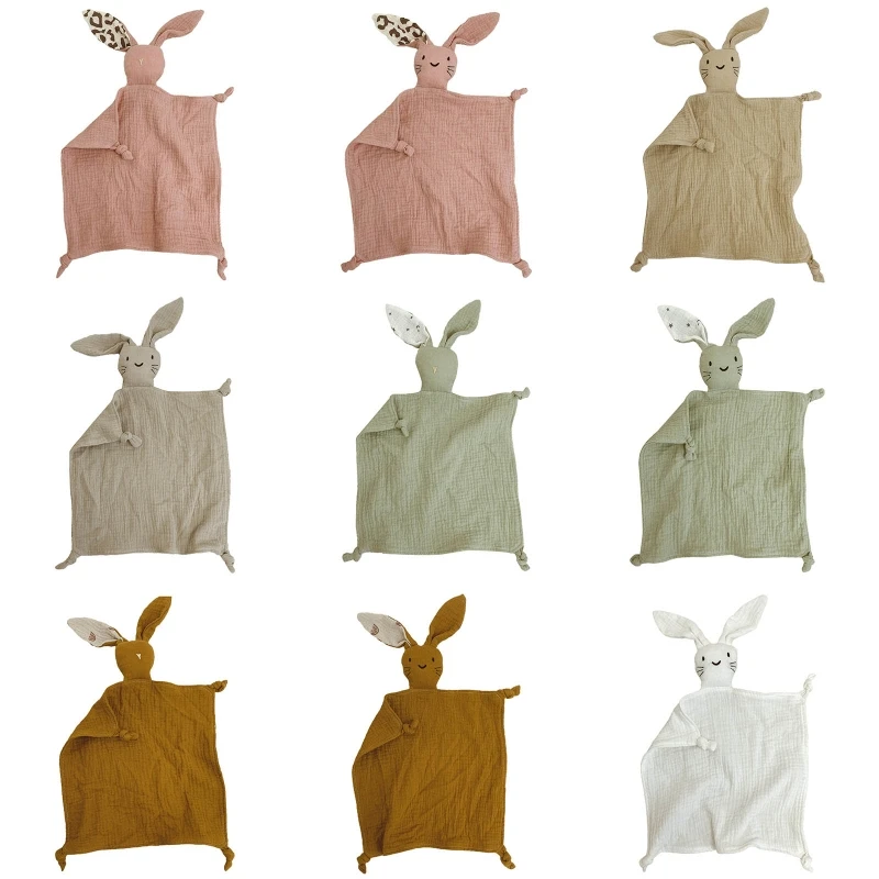 

T5EC Baby Security Blanket Soothe Appease Towel Soft Animal Rabbit Doll Teething Bib Infants Comfort Sleeping Nursing Toy