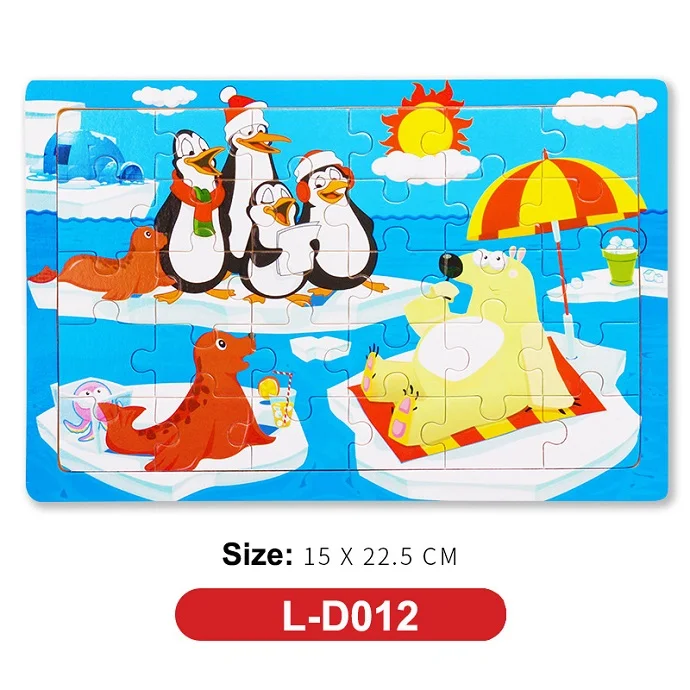 L-D012 Горячая новинка 30 шт. деревянный пазл животное детская игрушка деревянные пазлы мультяшный автомобиль Обучающие Развивающие игрушки для детей - Цвет: L-D012