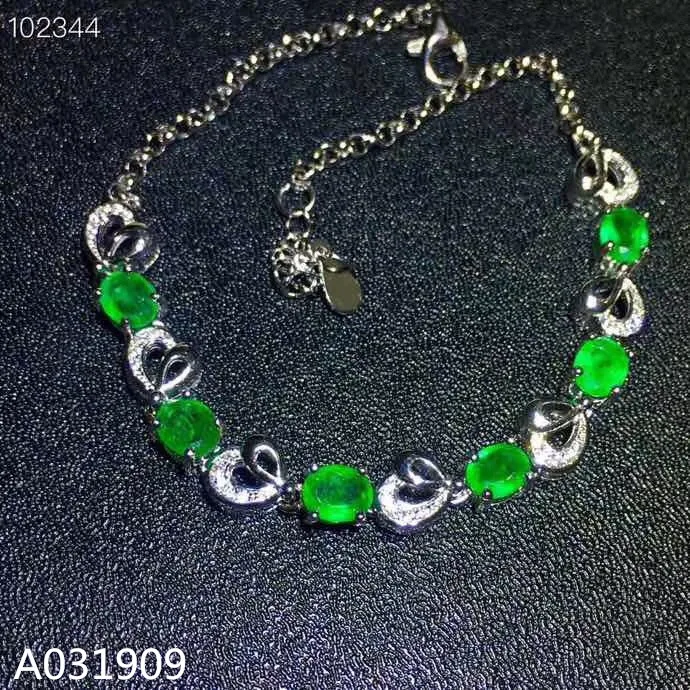 

KJJEAXCMY boutique jewelry 925 sterling silver inlaid Natural emerald gemstone ladies bracelet support detection fashion