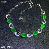 kjjeaxcmy boutique jewelry 925 sterling silver inlaid natural emerald gemstone ladies bracelet support detection fashion