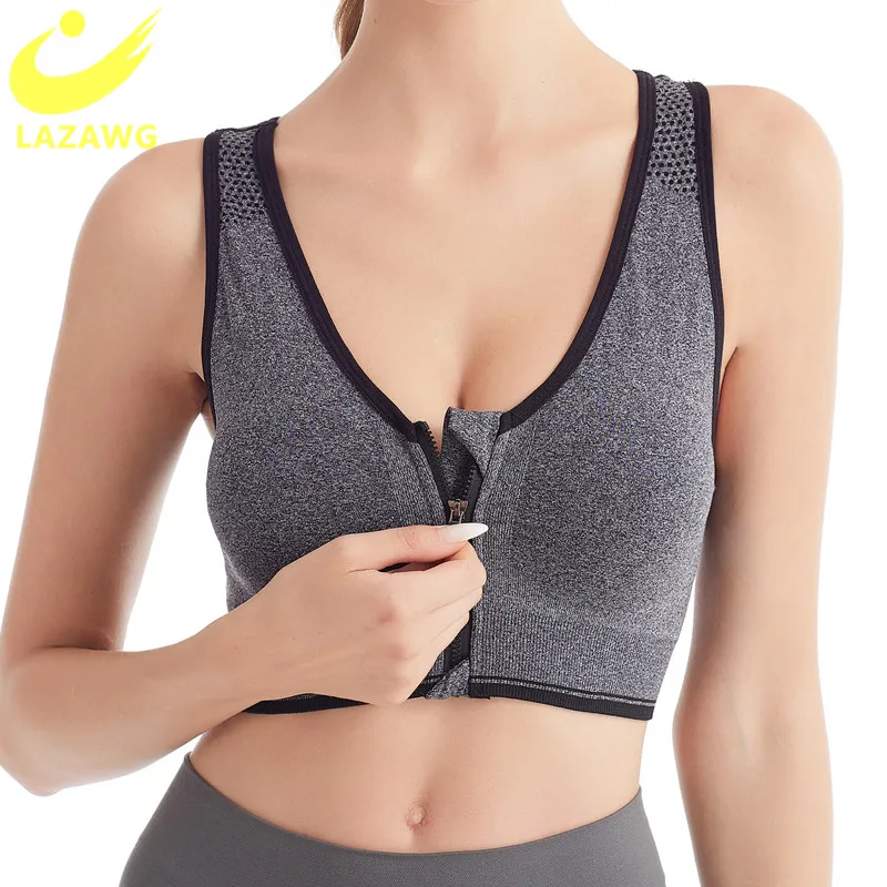 

LAZAWG Sports Bra Women Gym Seamless Fitness Top Yoga Sport Bras Bralette Brassiere Female Zipper Push Up Sportwear Lingerie