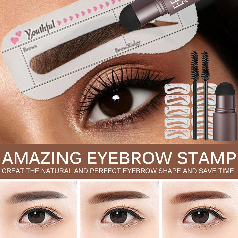 Plastic Eyebrow Stencils Professional With Brush Shaping Natural Shadow Waterproof Brow Powder Sets Portable Make Up Cosmetics | Красота и