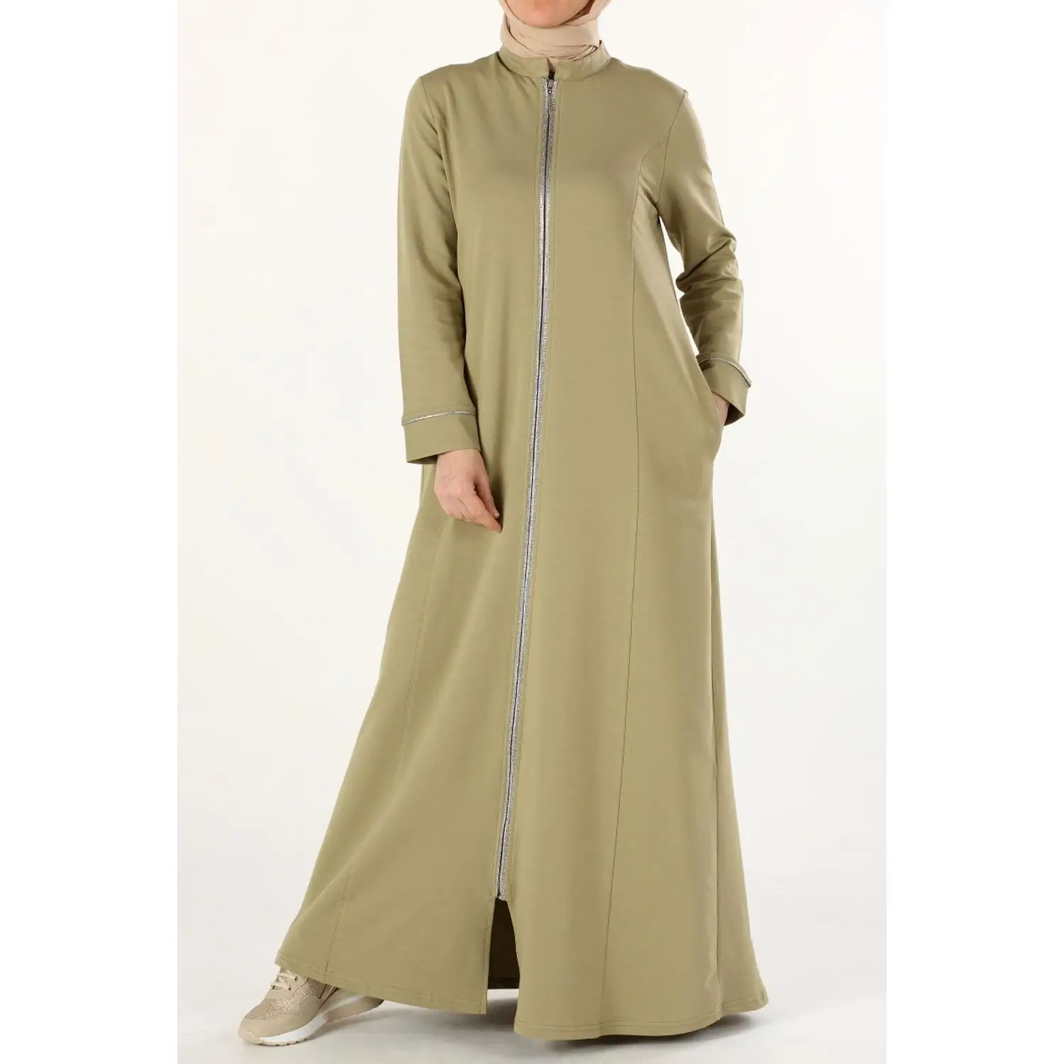Мусульманское платье женская скромная Мода длинная абайя с воротником стойкой
