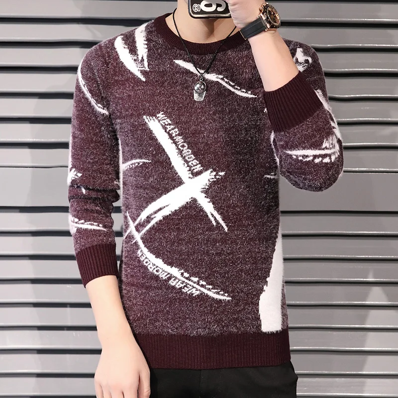 

NEW Men's sweater Autumn Winter New Casual Christmas Sweater Man Plush pattern Thicken Knitted Pullovers Fashion Slim Fit Male