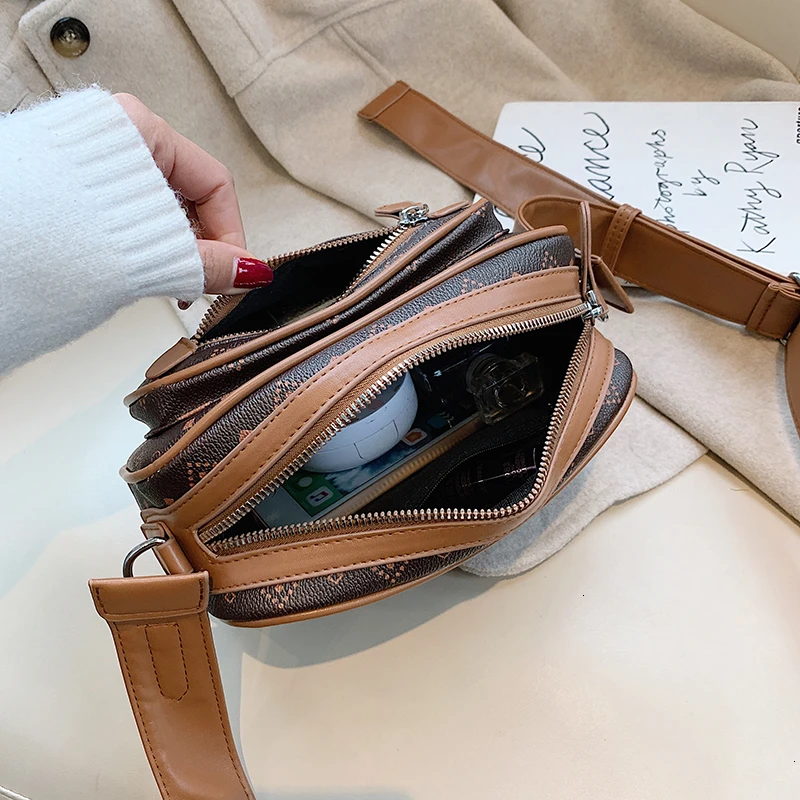 

Fashion Woman Shoulder Bag PU Leather Printed Zipper Small Square Bag 2019 Retro Luxury Handbags Women Crossbody For Designer