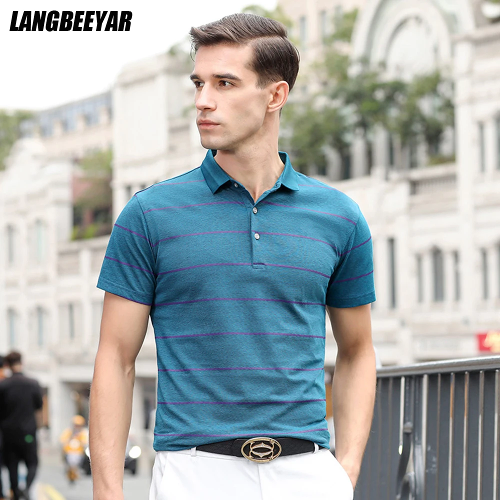 

Top Quality New Summer Brand 2021 New Summer Cotton Polo Shirt Men Top Striped Short Sleeve Casual Tops Fashions Men Clothing