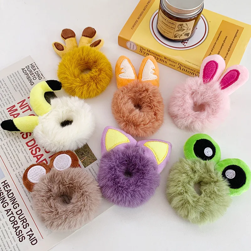 

New Cute Cartoon Girl Hair Rope Bear Frog Plush Elastic Head Rope Rubber Band Women Hair Accessories Gift
